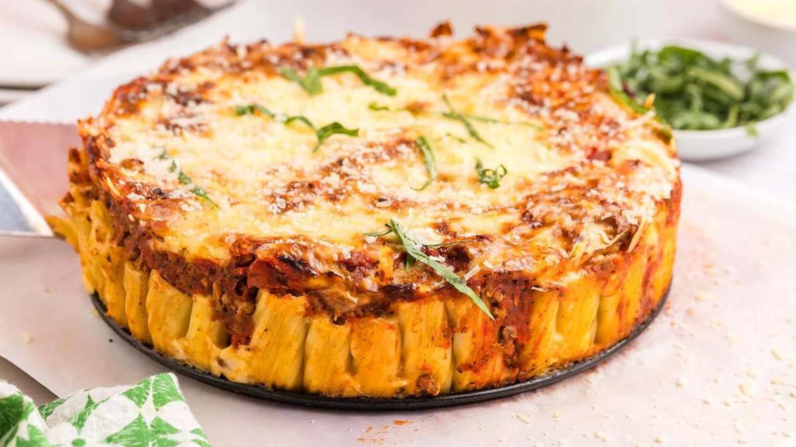 Stuffed Rigatoni Pasta Pie recipe by xoxoBella.