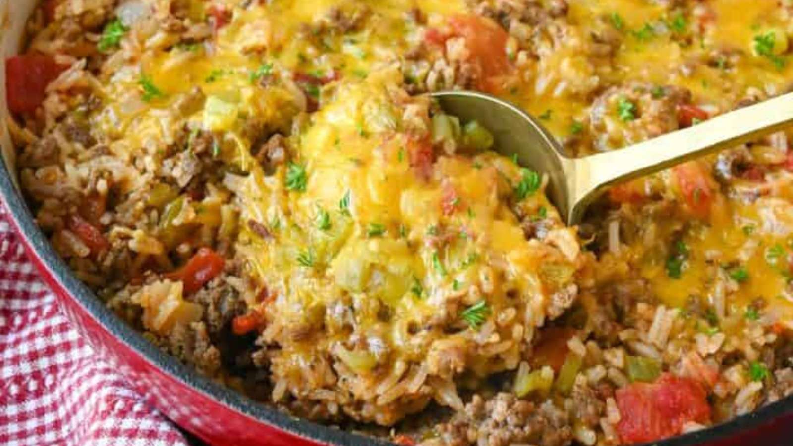 Ground Beef and Rice Skillet recipe by Butter Your Biscuit.