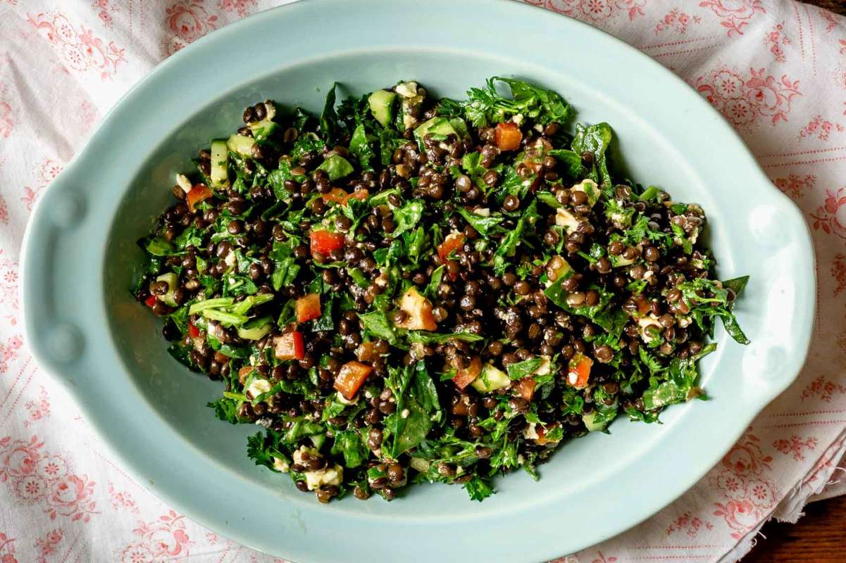 Mediterranean Black Lentil Salad. 