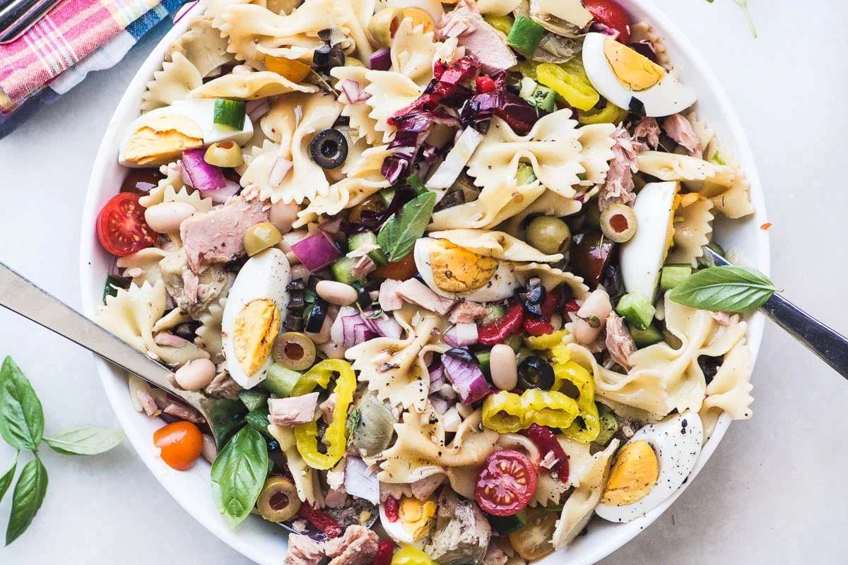 Mediterranean Pasta Salad with Tuna. 