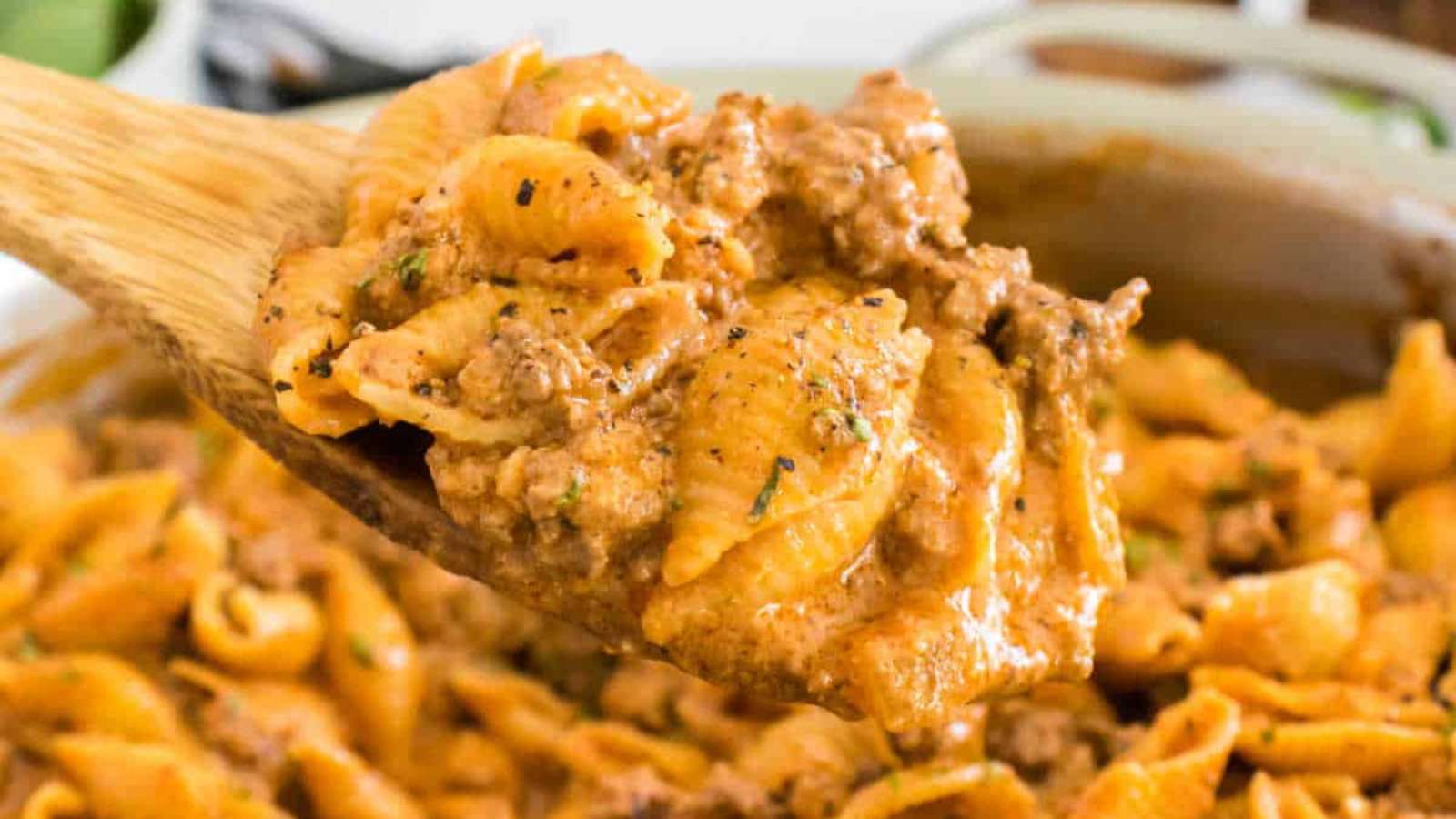 Creamy Beef And Shells recipe by Simply Stacie.