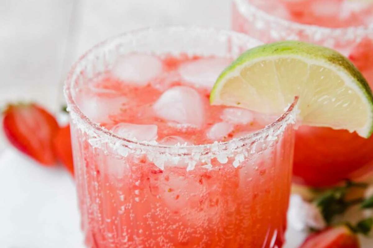 Strawberry Lime Mocktail Margarita. 