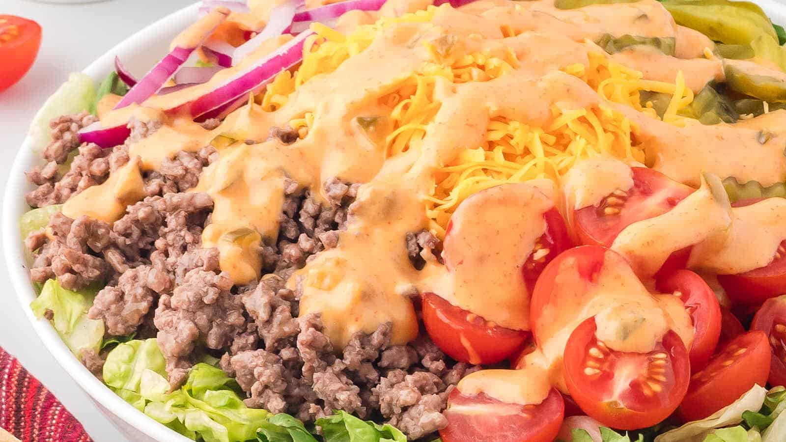 Big Mac Salad recipe by Cheerful Cook.