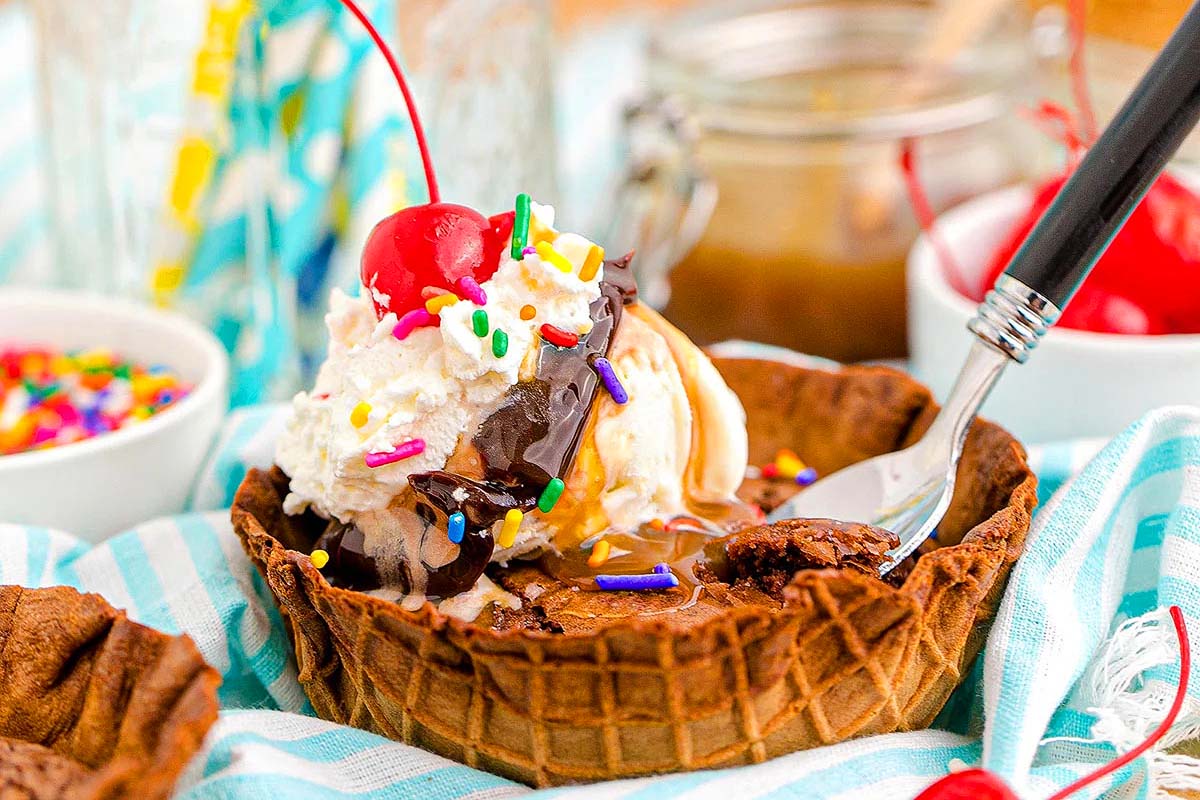 Brownie Sundae Waffle Bowls. 