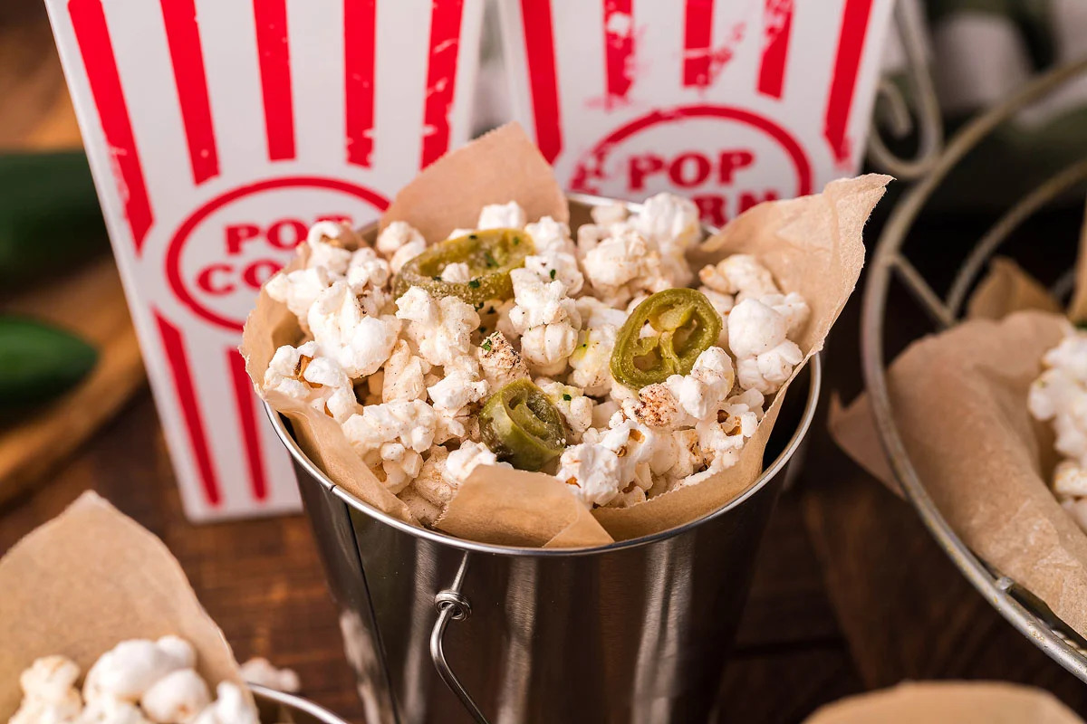 Homemade Seasoned Jalapeño Popcorn. 