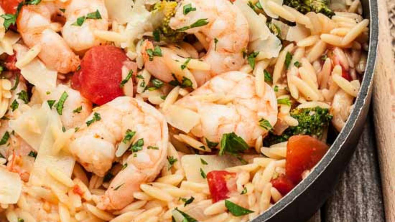 One Pot Lemon Orzo with Shrimp recipe by Chew Out Loud.