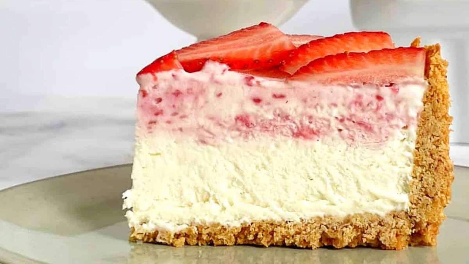 Strawberry Ice Cream Cheesecake recipe by Emily Fabulous.