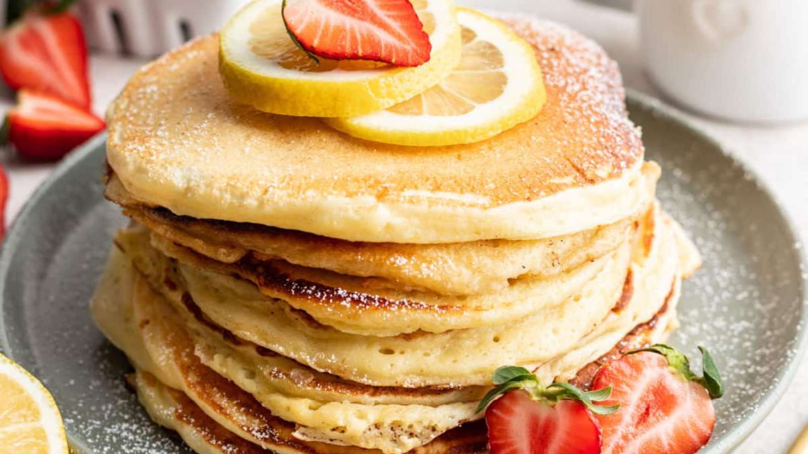Lemon Ricotta Pancakes recipe by I Heart Eating.