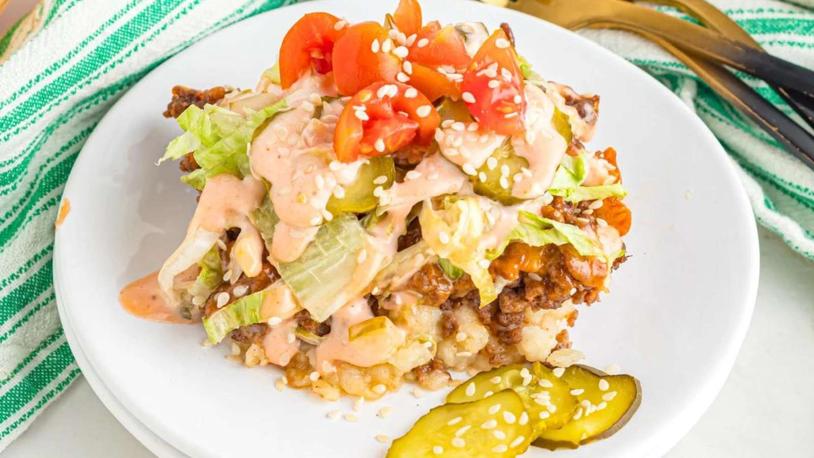 Big Mac Casserole recipe by Kitchen Divas.