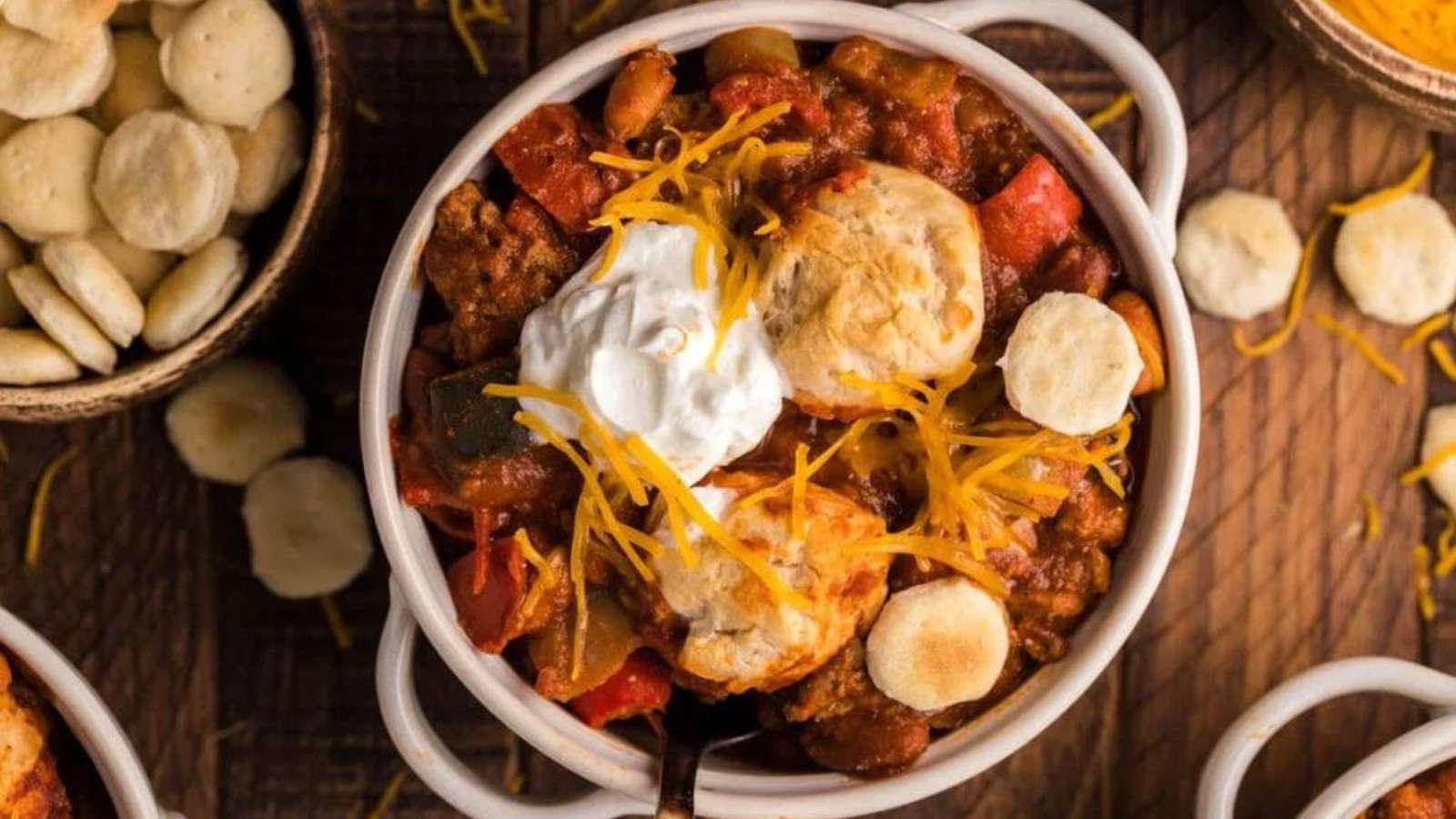 One-Pot Turkey Chili And Biscuits recipe by Kitchen Divas.