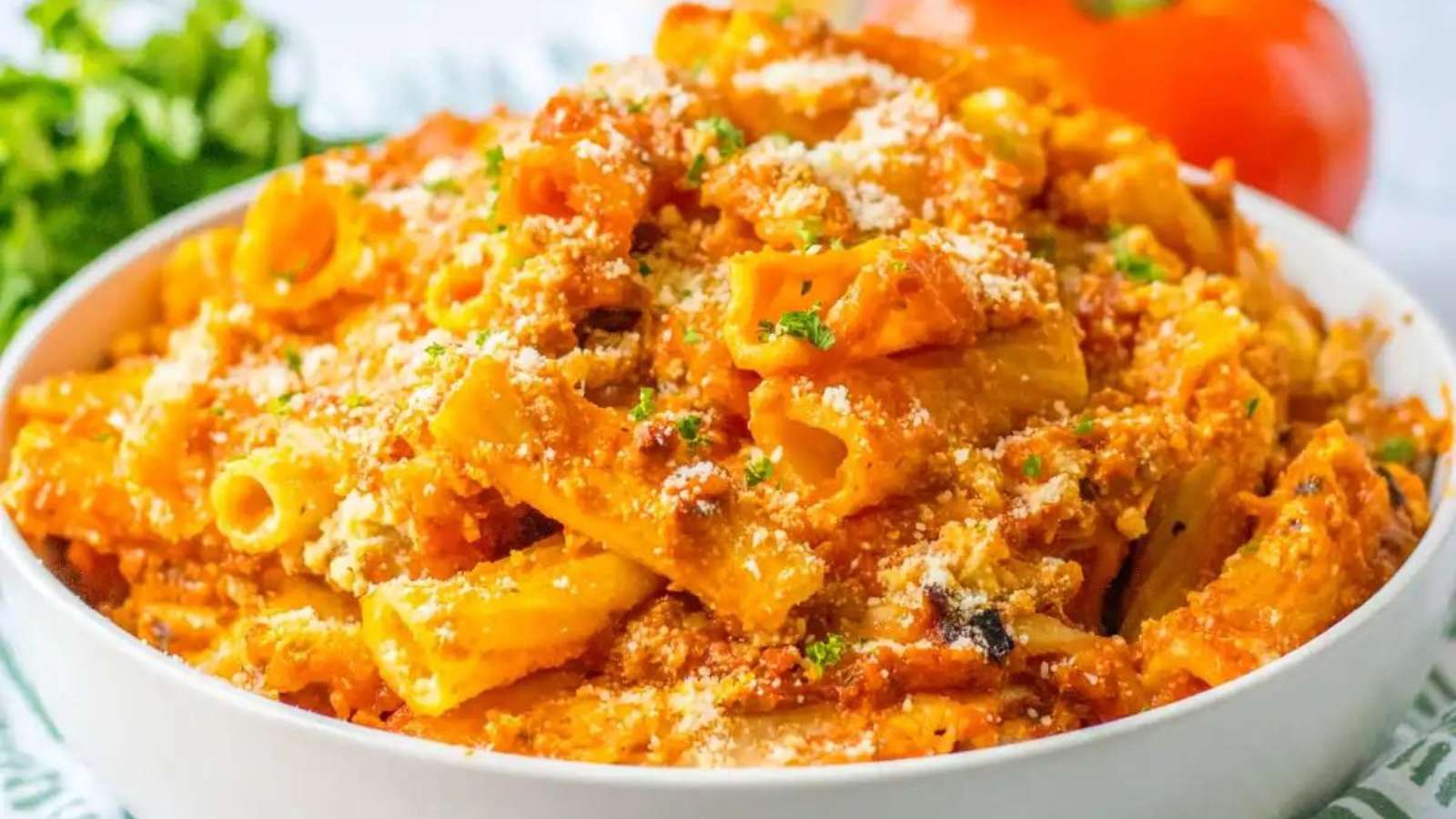 Slow Cooker Baked Ziti recipe by Maria’s Mixing Bowl.
