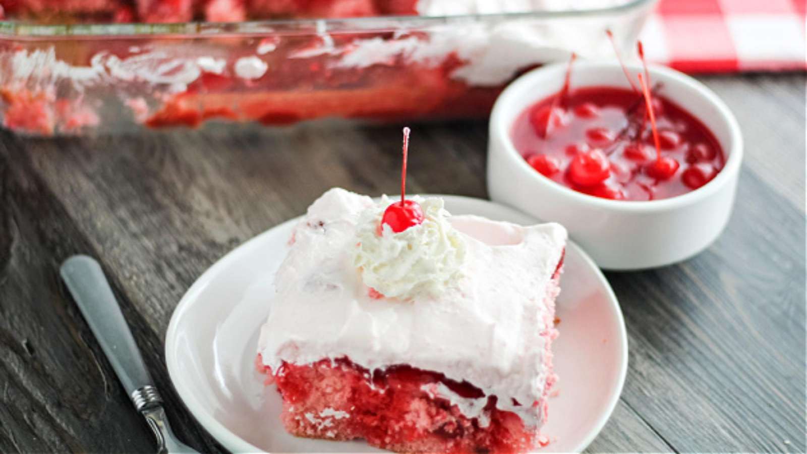 Old Fashioned Cherry Poke Cake recipe by Pam's Daily Dish.