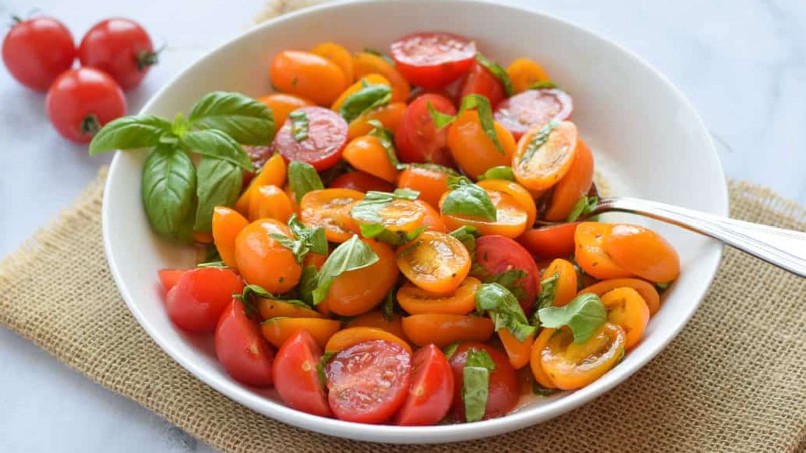 Marinated Tomato Basil Salad recipe by Seasonal Cravings.