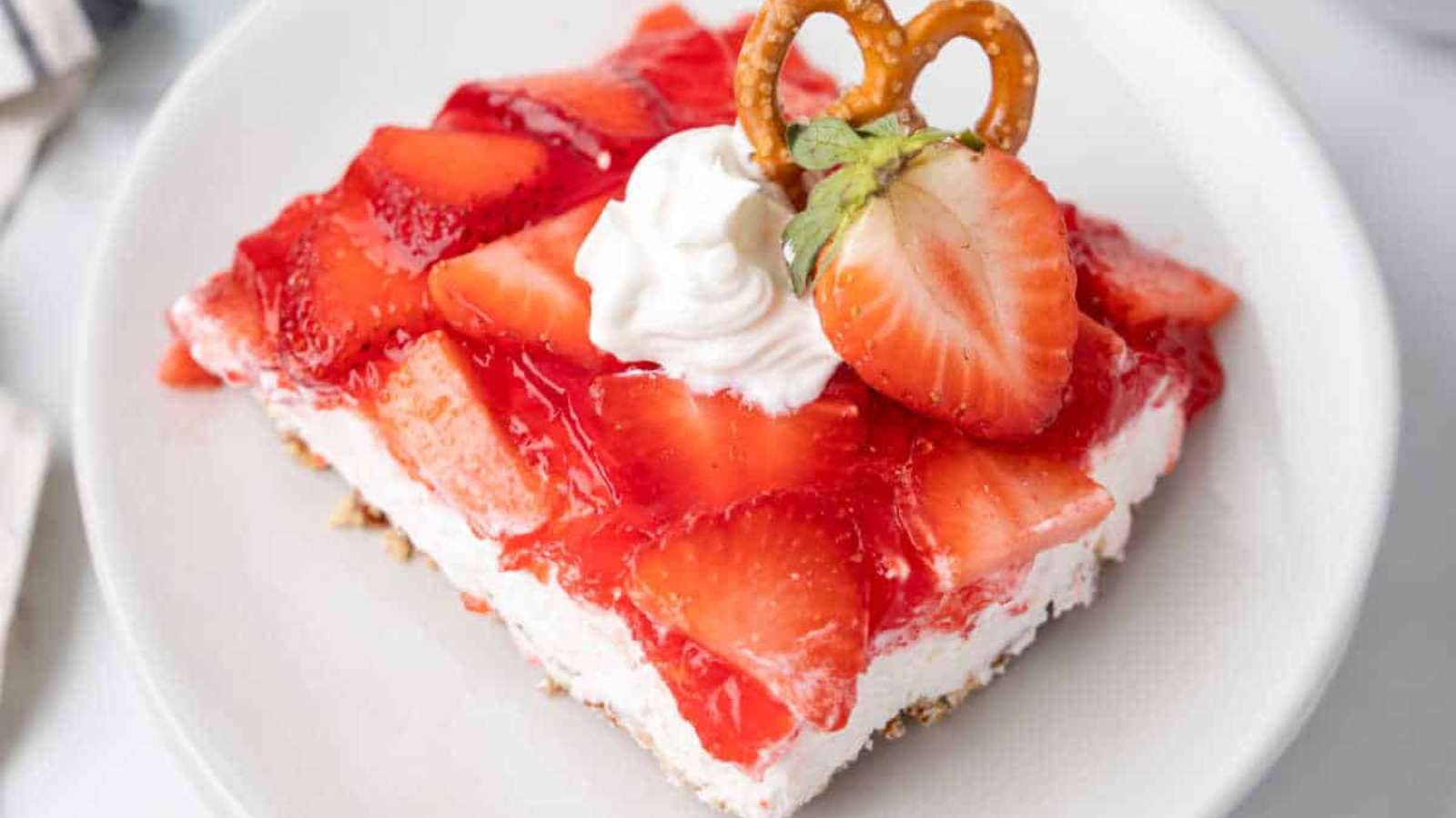 Strawberry Pretzel Salad recipe by Simply Stacie.