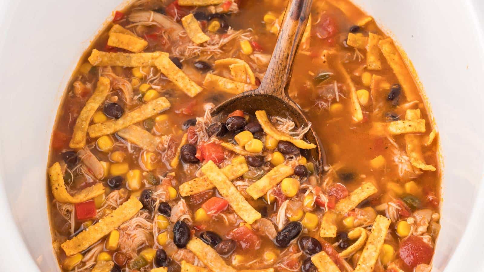 Slow Cooker Chicken Tortilla Soup recipe by Tessie's Table.