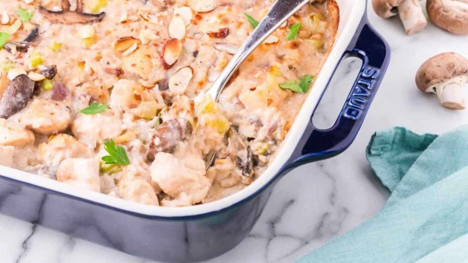 Mushroom Gruyere Chicken and Rice Casserole recipe by xoxoBella.