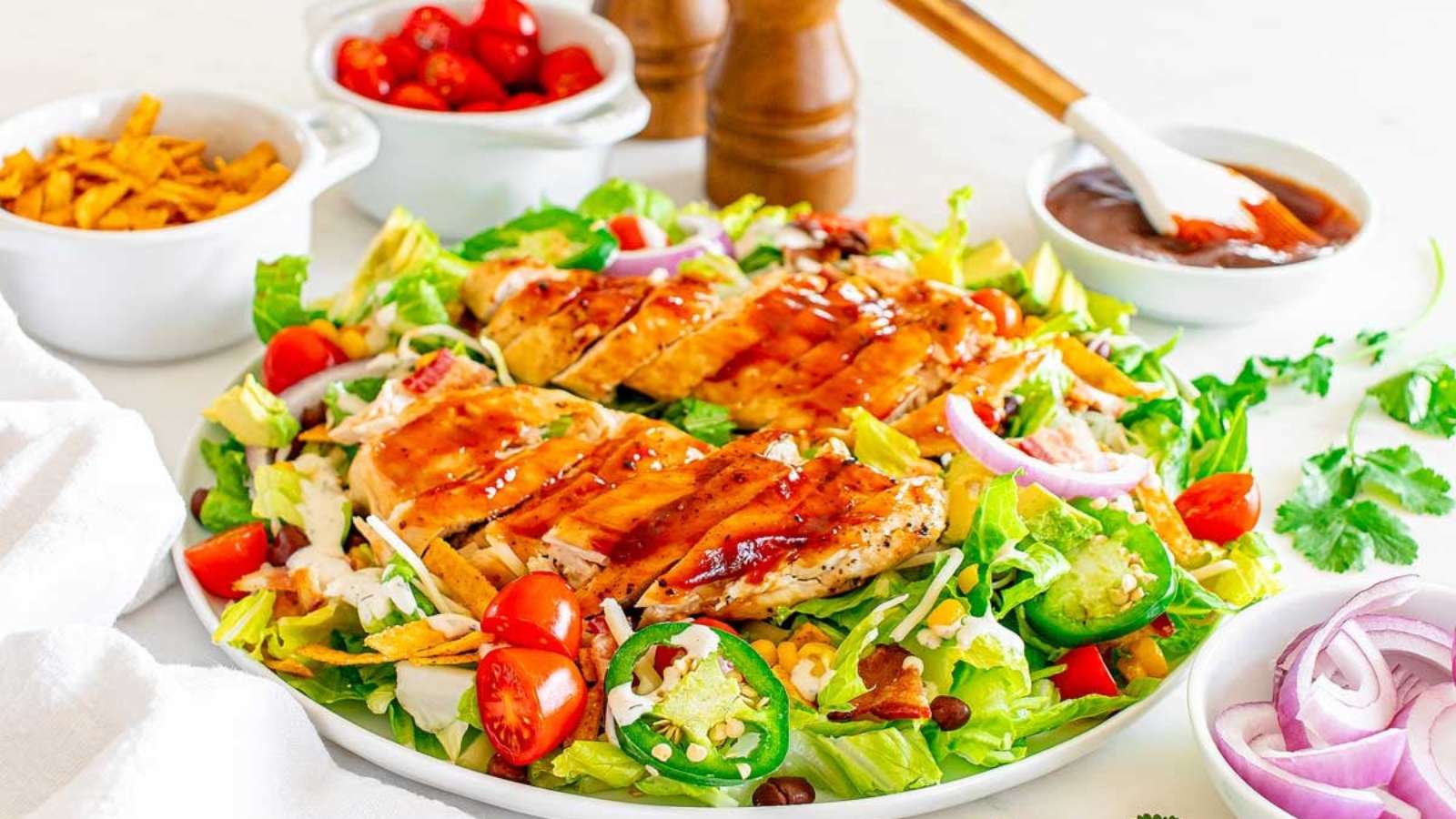 Grilled BBQ Chicken Salad recipe by xoxoBella.