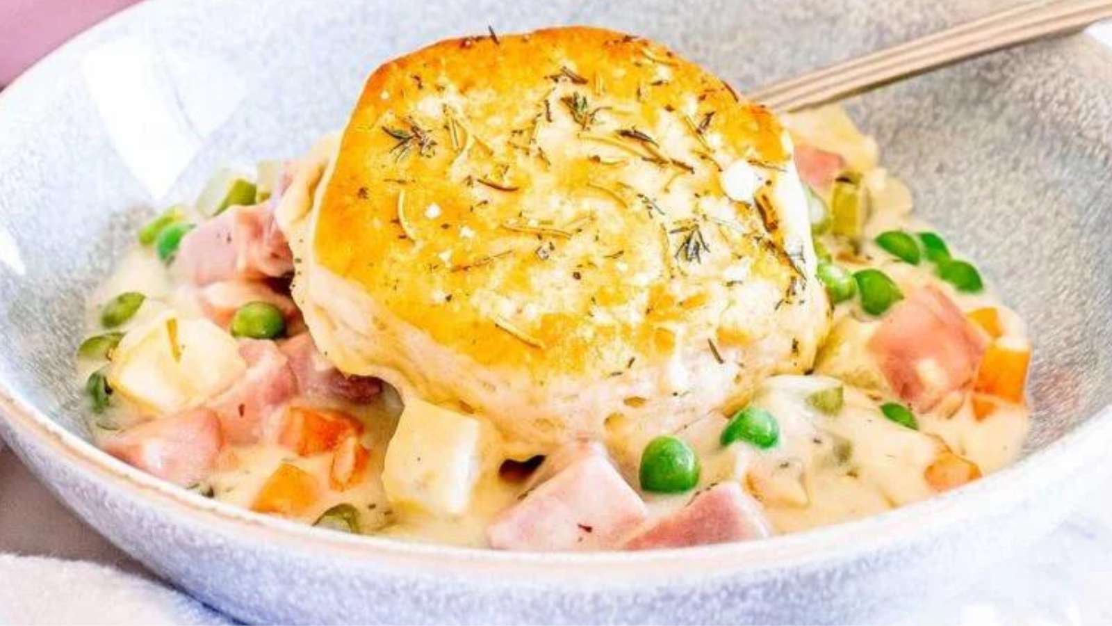 Leftover Ham Pot Pie With Biscuits recipe by xoxoBella.