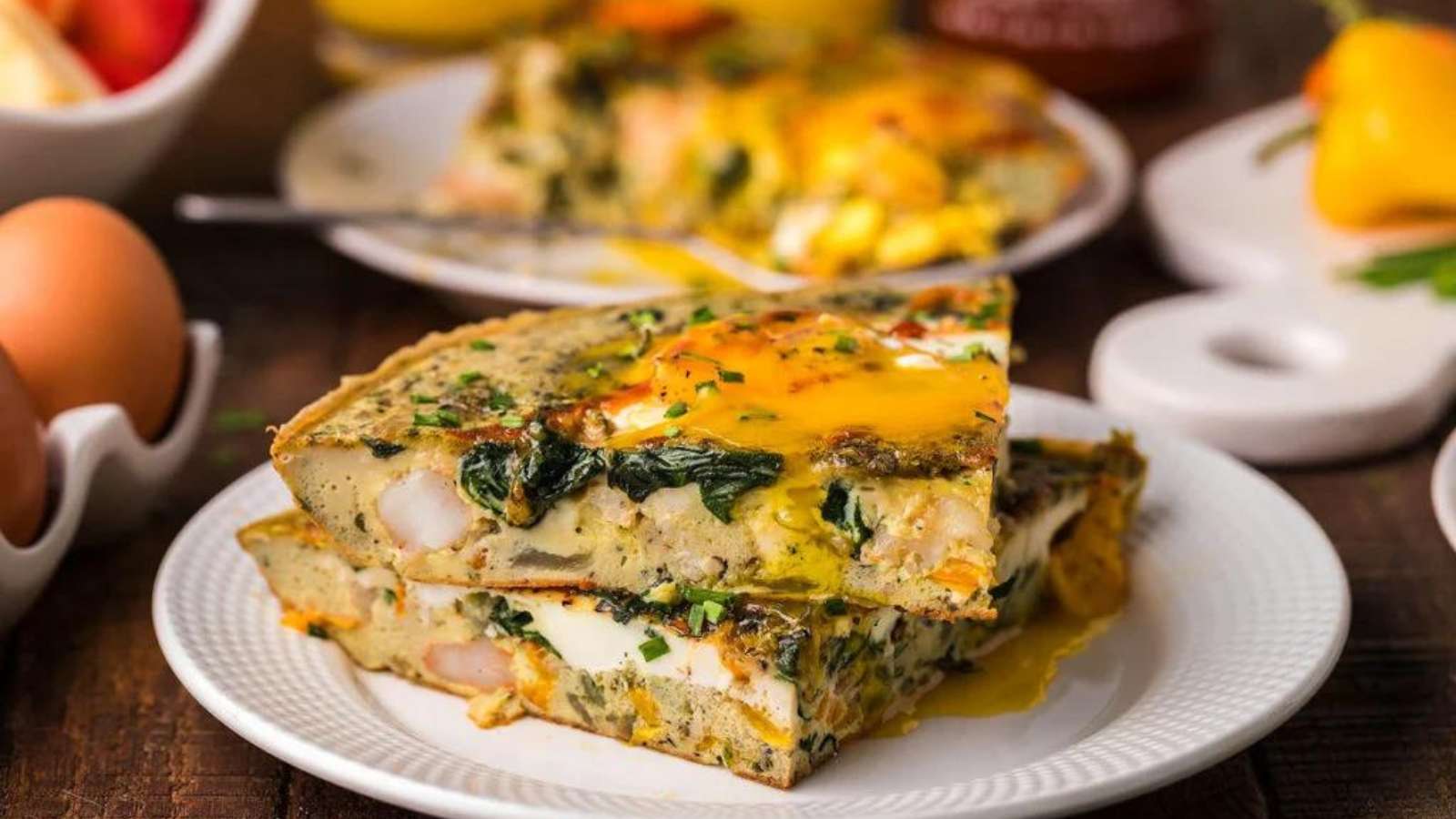 Shrimp Spinach Sunny Side Up Omelette recipe by xoxoBella.