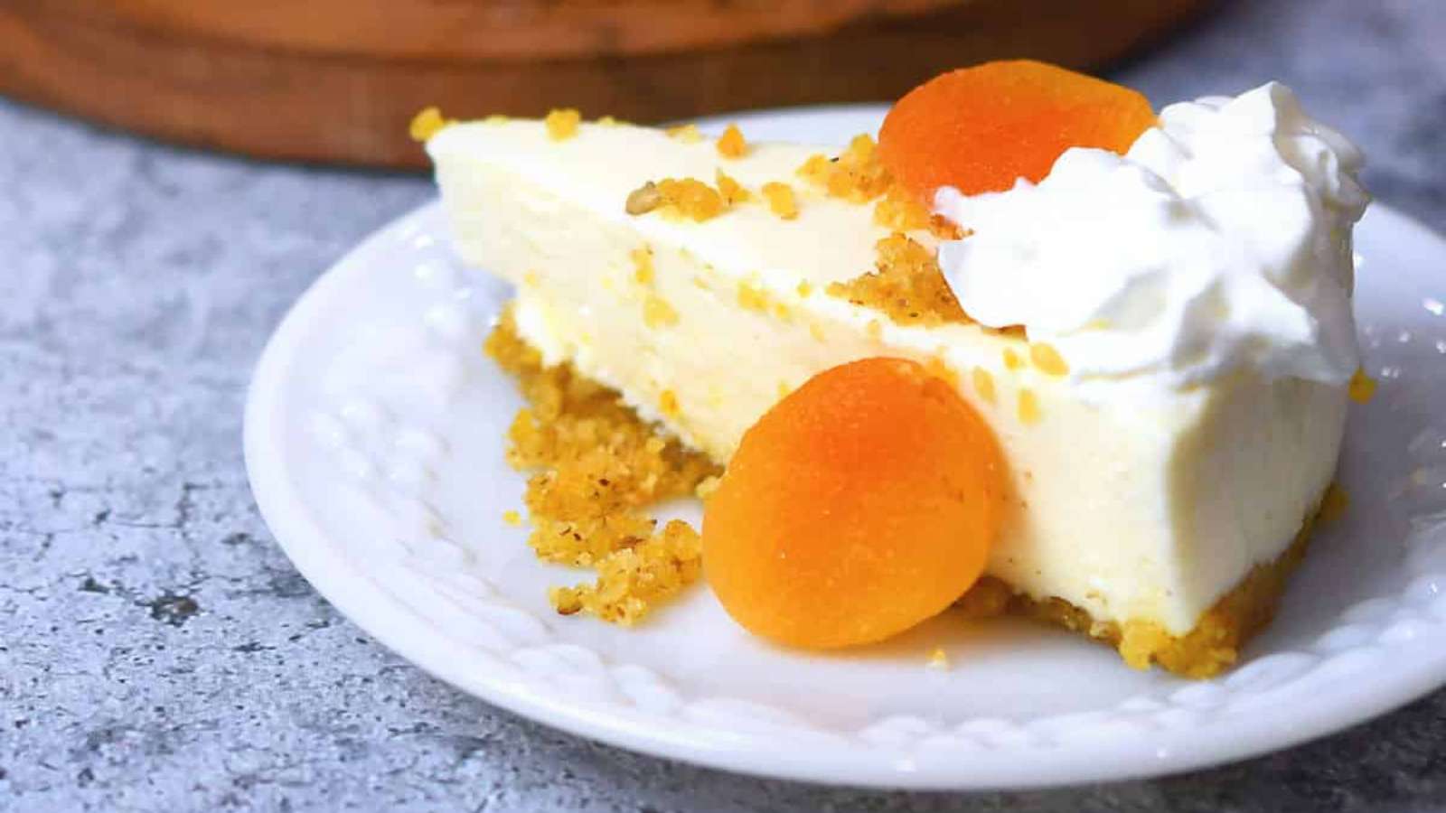 No-Bake Cheesecake Apricot Crust recipe by 24Bite.