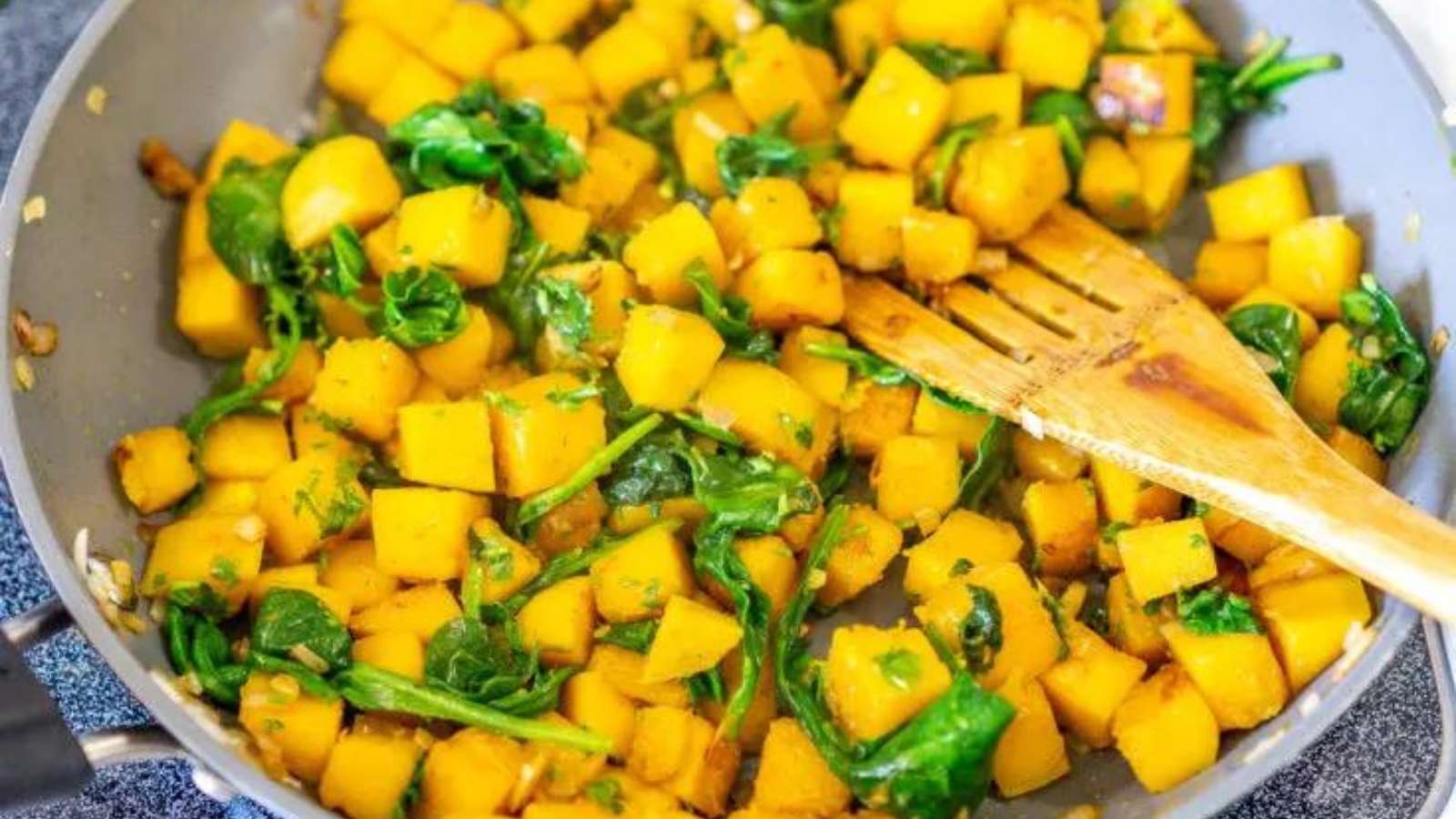 Butternut Squash Spinach Skillet recipe by Babaganosh.