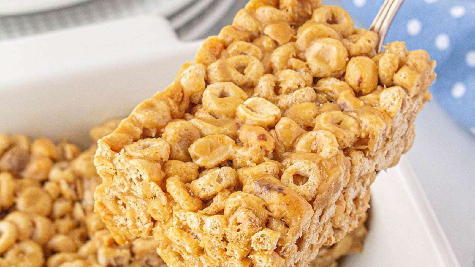 Peanut Butter Cheerio Bars recipe by Bowl Me Over.
