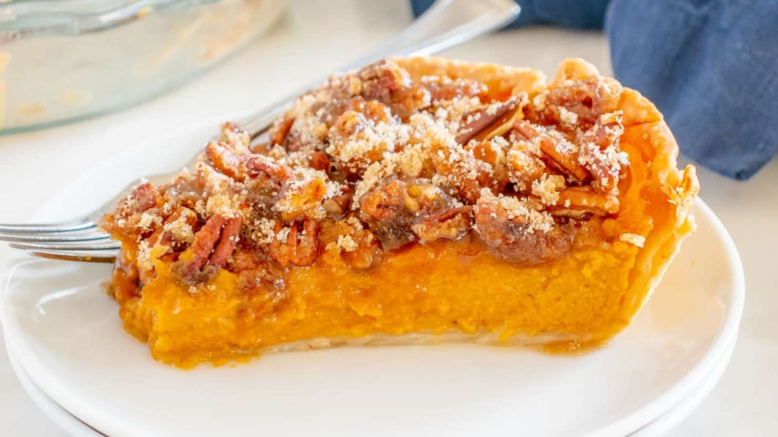 Homemade Pumpkin Praline Pie recipe by Kitchen Divas.
