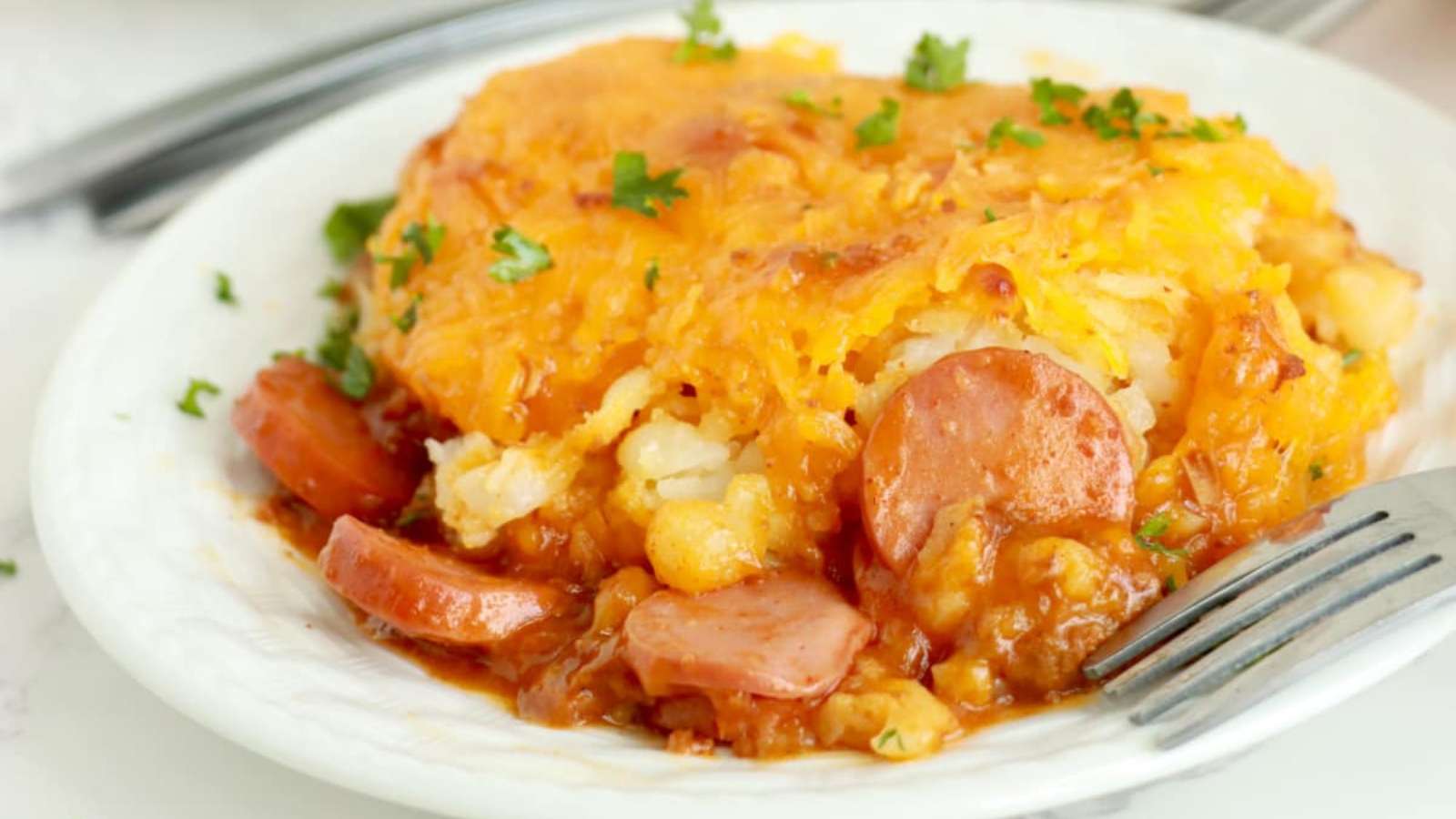 Hot Dog Casserole With Tater Tots recipe by Kitchen Divas.