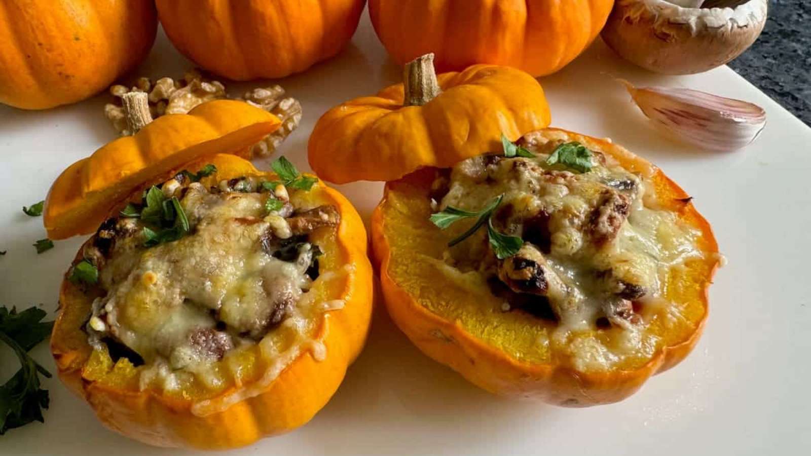 Stuffed Mini Pumpkins recipe by Mad About Macarons.