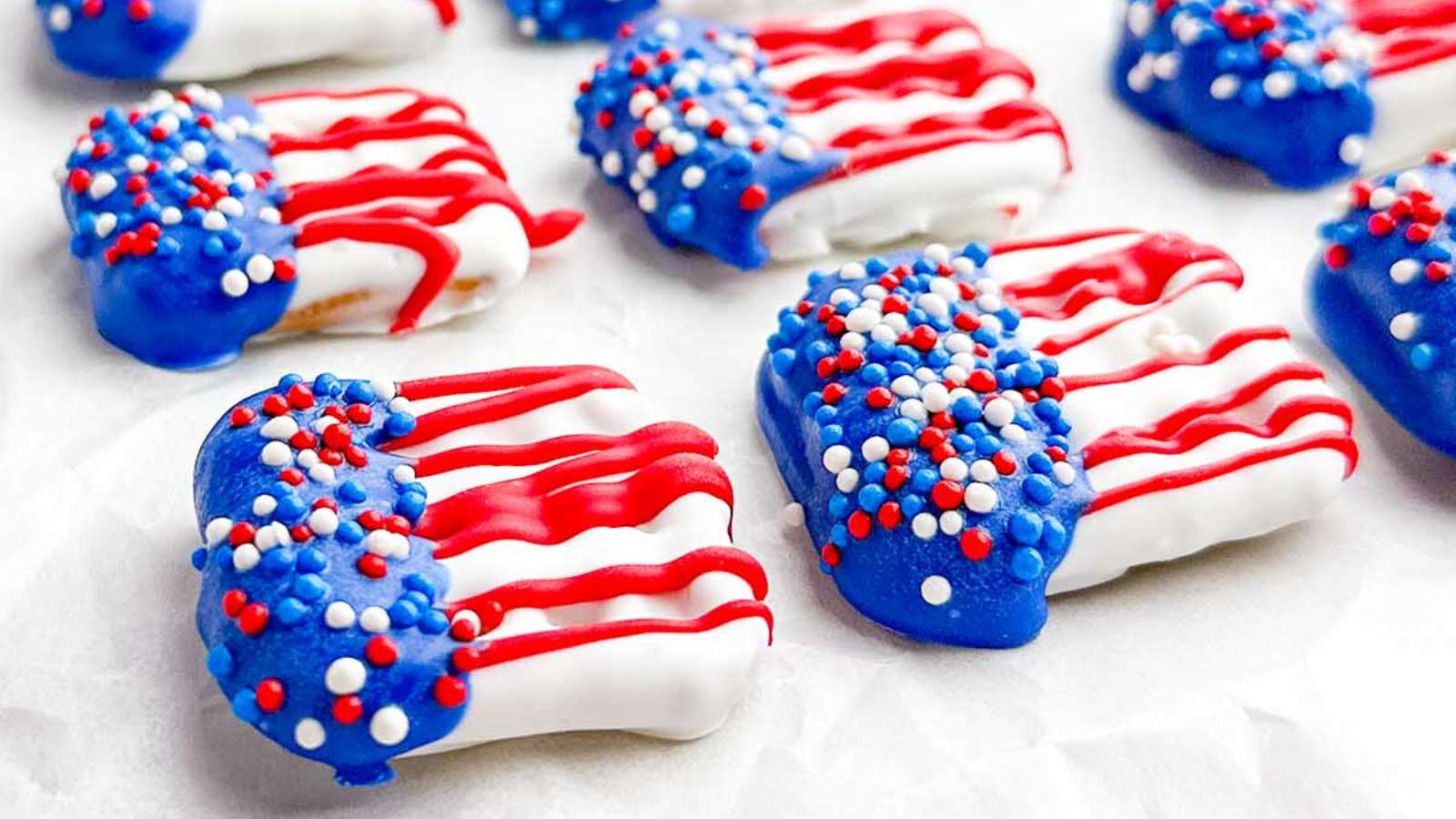 Red, White, And Blue Pretzels recipe by Midwestern Holidays.