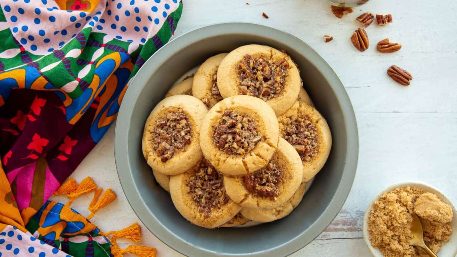 Pecan Pie Thumbprint Cookies recipe by Sense and Edibility.