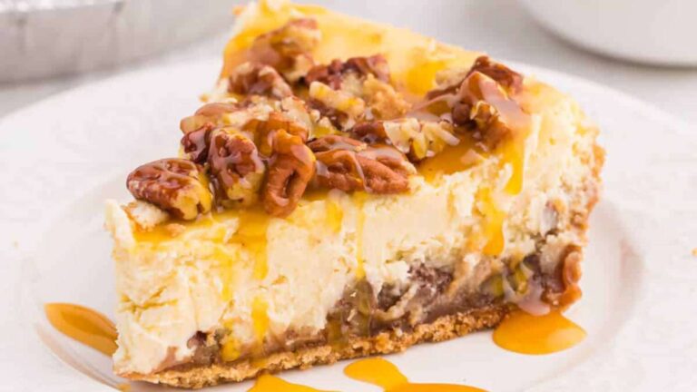 Caramel Pecan Cheesecake recipe by Simply Stacie.