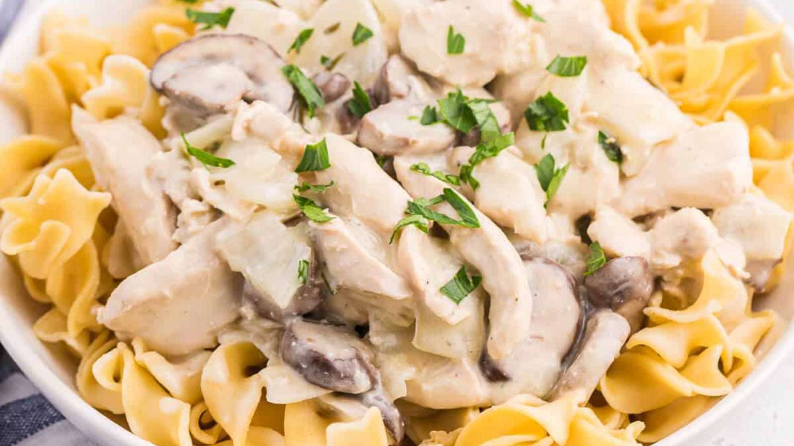 Creamy Garlic Chicken With Noodles recipe by Simply Stacie.
