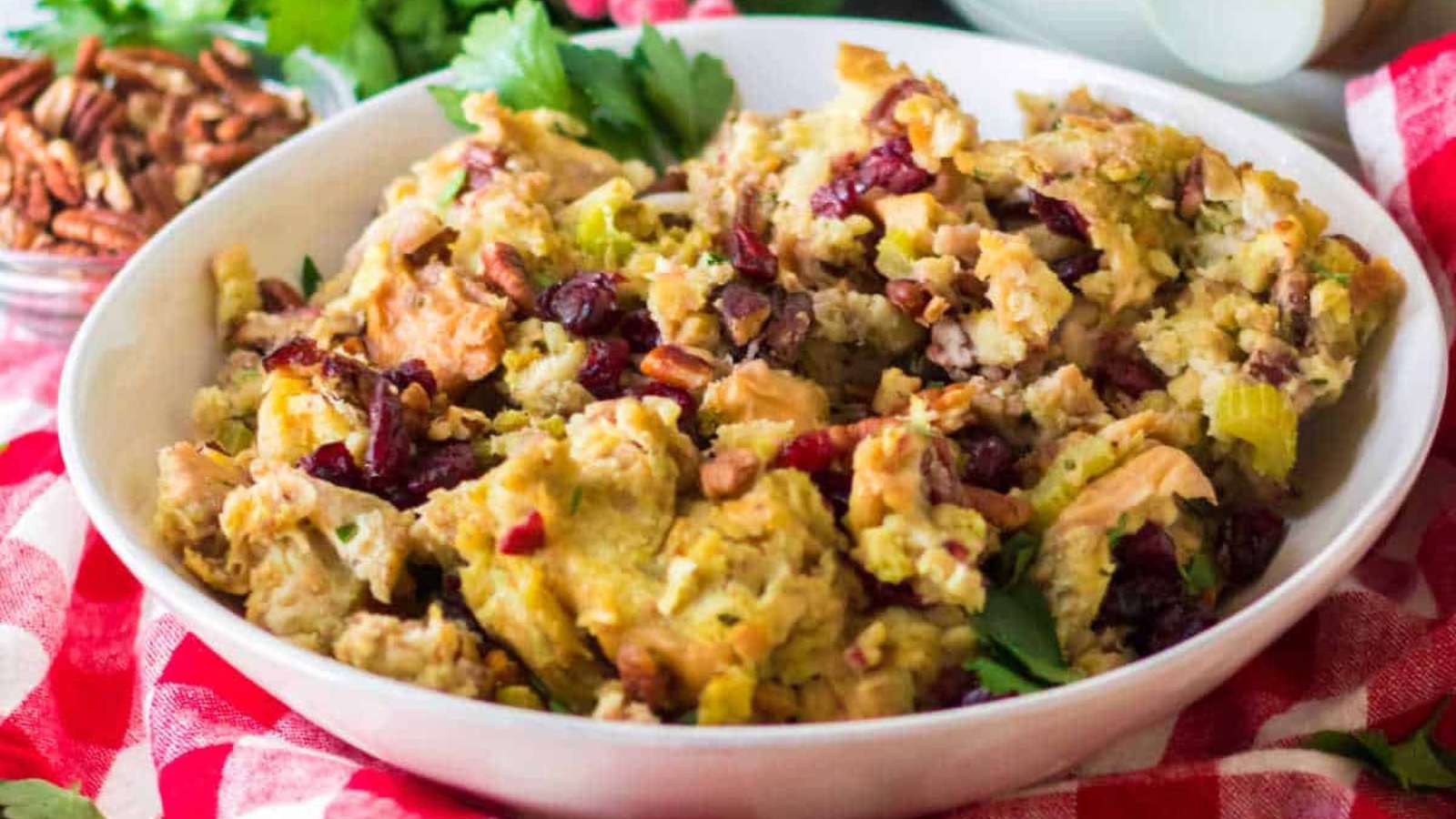 Crockpot Cranberry Pecan Stuffing recipe by Simply Stacie.