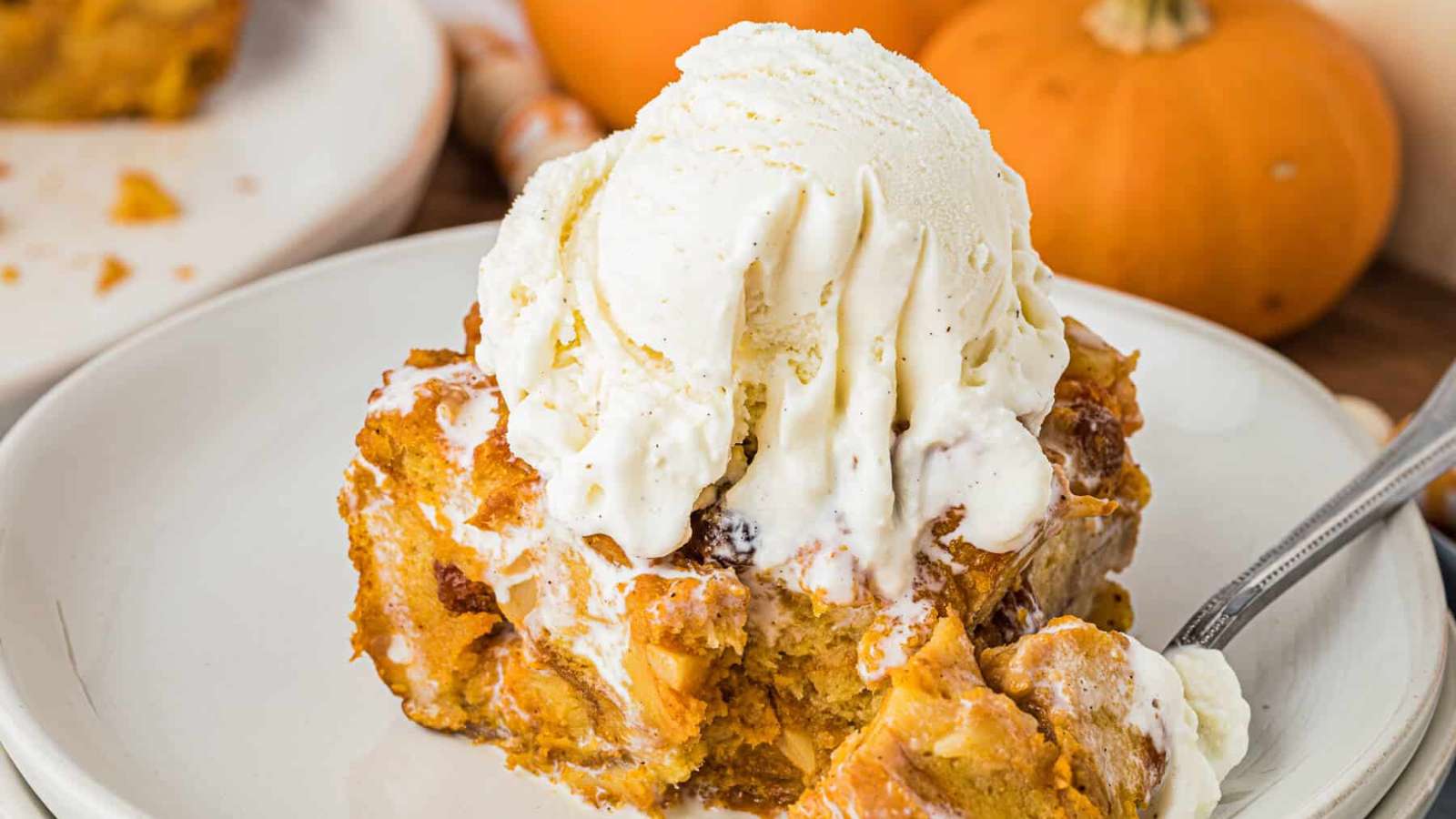 Pumpkin Bread Pudding recipe by Simply Stacie.