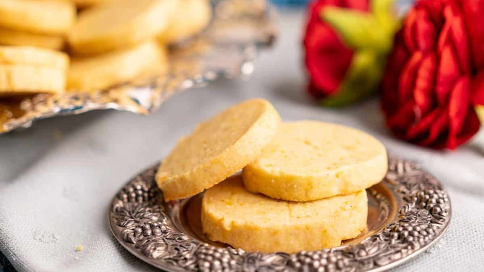 Orange Shortbread Cookies recipe by The Side Baker.