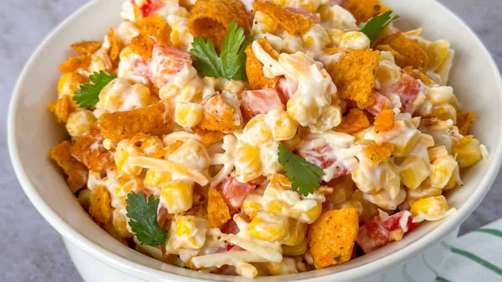 Chili Cheese Fritos Corn Salad recipe by Whiskful Cooking.