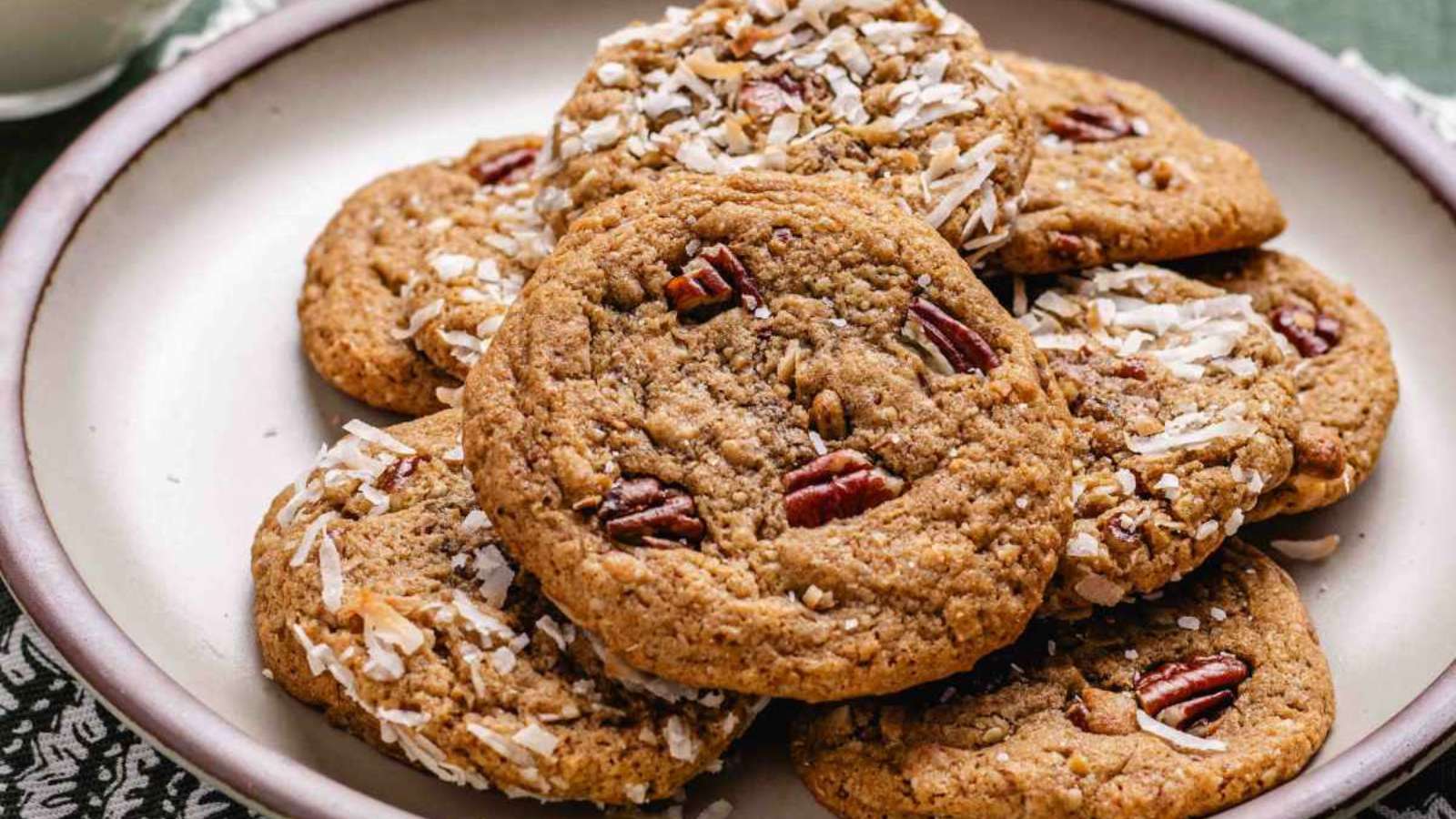 Coconut Pecan Cookies recipe by Worldly Treat.