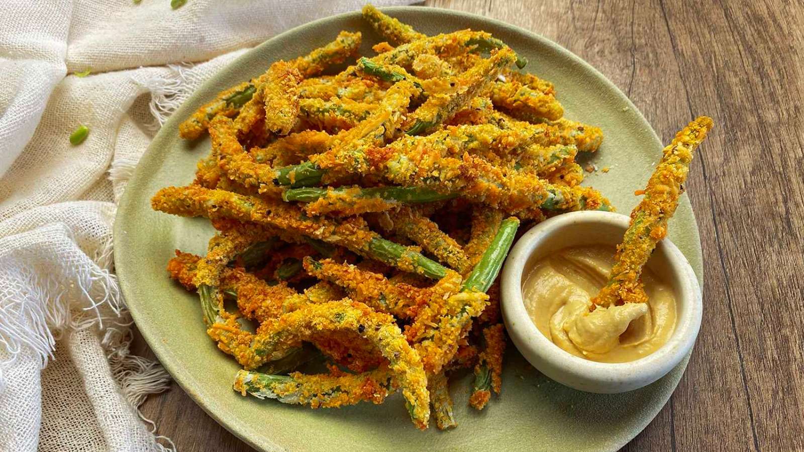Air Fryer Crispy Green Beans recipe by Corrie Cooks.