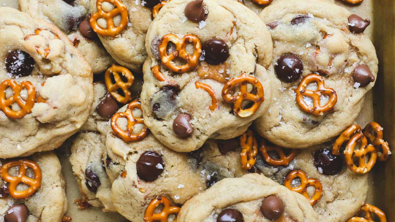 Chocolate Caramel Pretzel Cookies recipe by Elle and Pear.