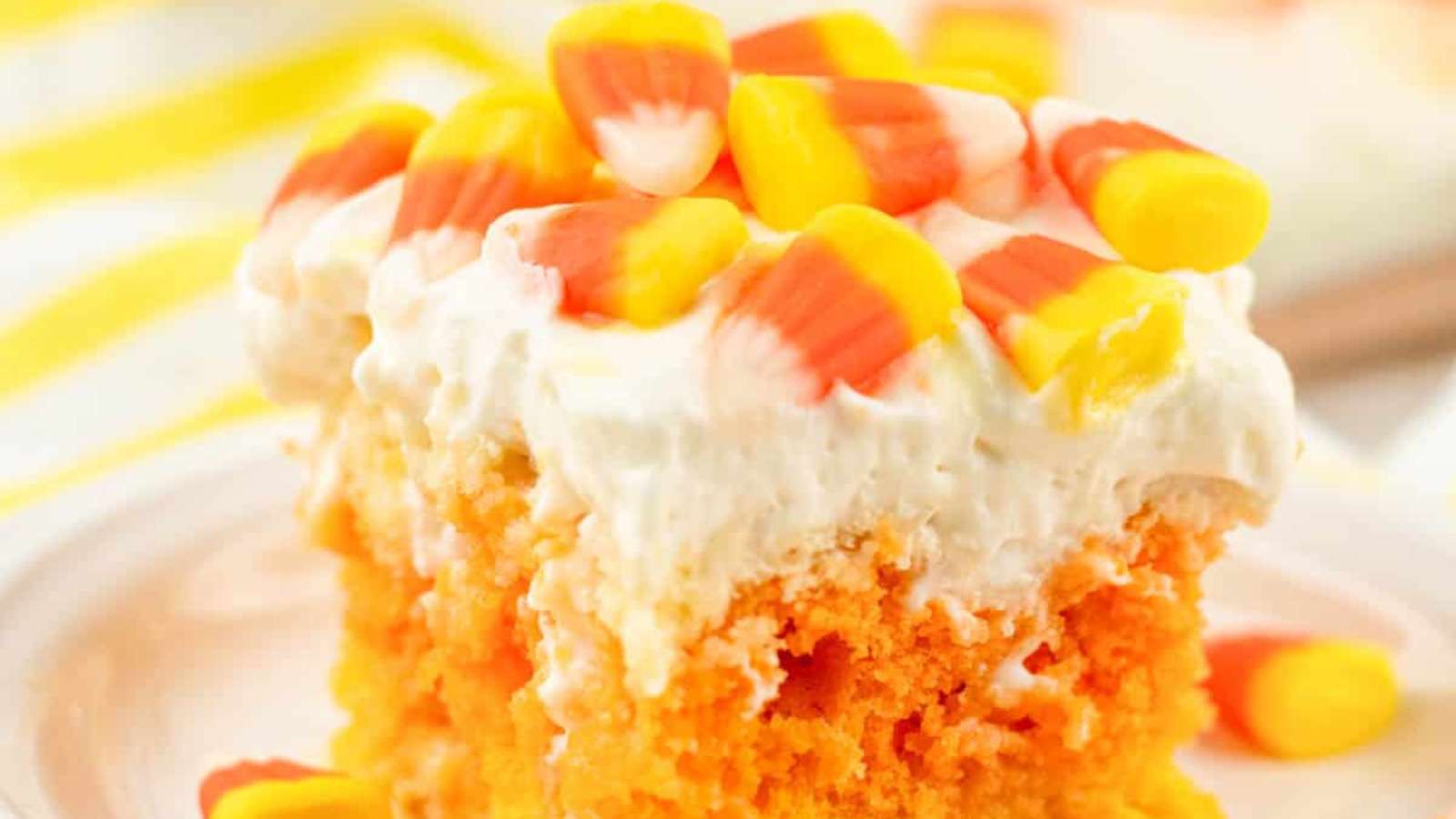 Candy Corn Cake recipe by Fantabulosity.