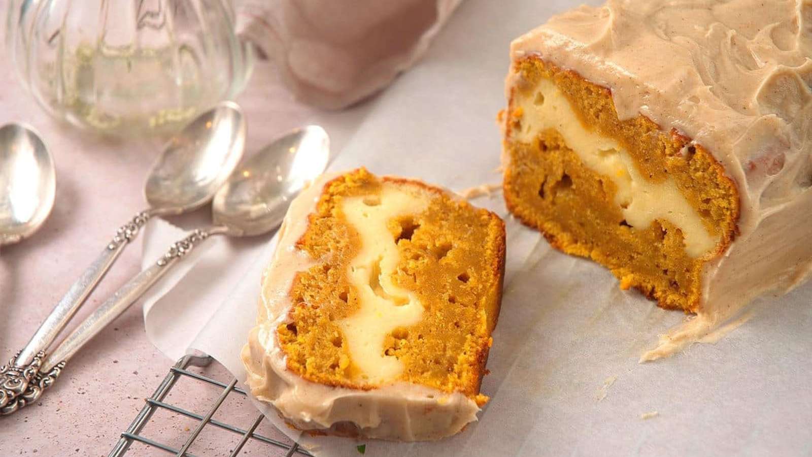 Frosted Pumpkin Cream Cheese Bread recipe by In the Kitch.