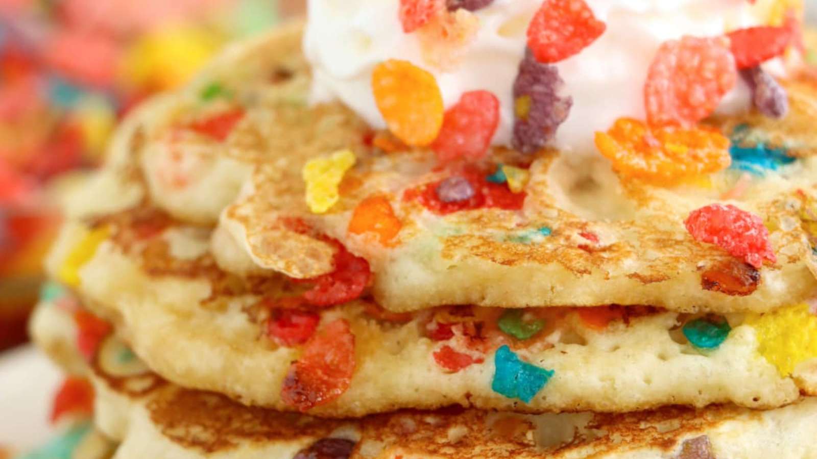 Fruity Pebbles Pancakes recipe by Kitchen Divas.
