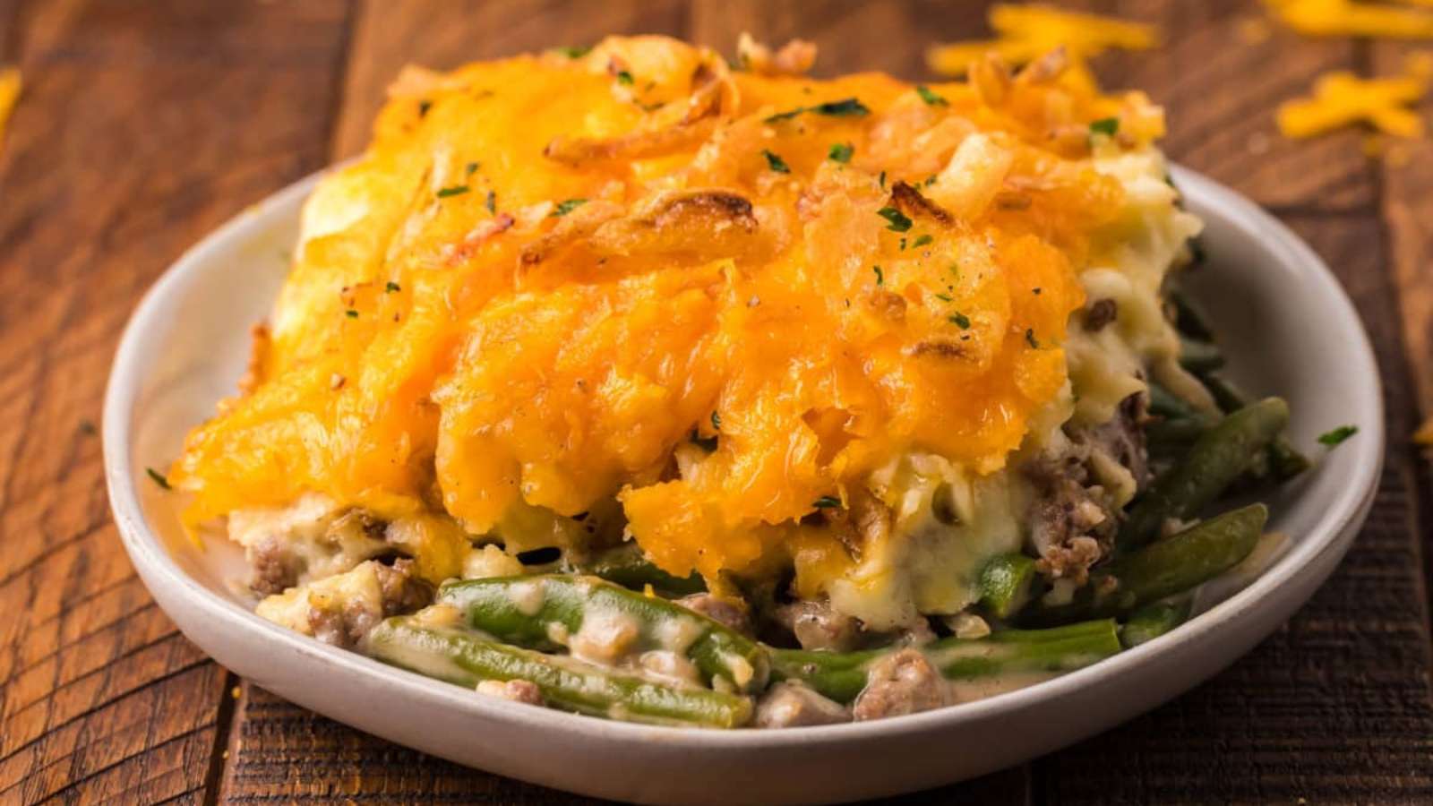 Hamburger Green Bean Casserole recipe by Kitchen Divas.