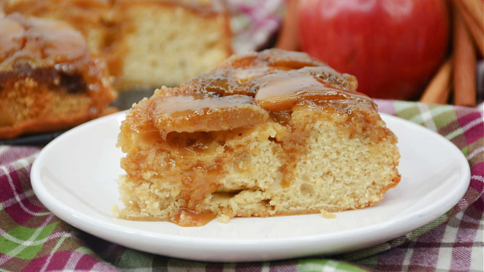 Upside Down Apple Caramel Cake recipe by Pam's Daily Dish.