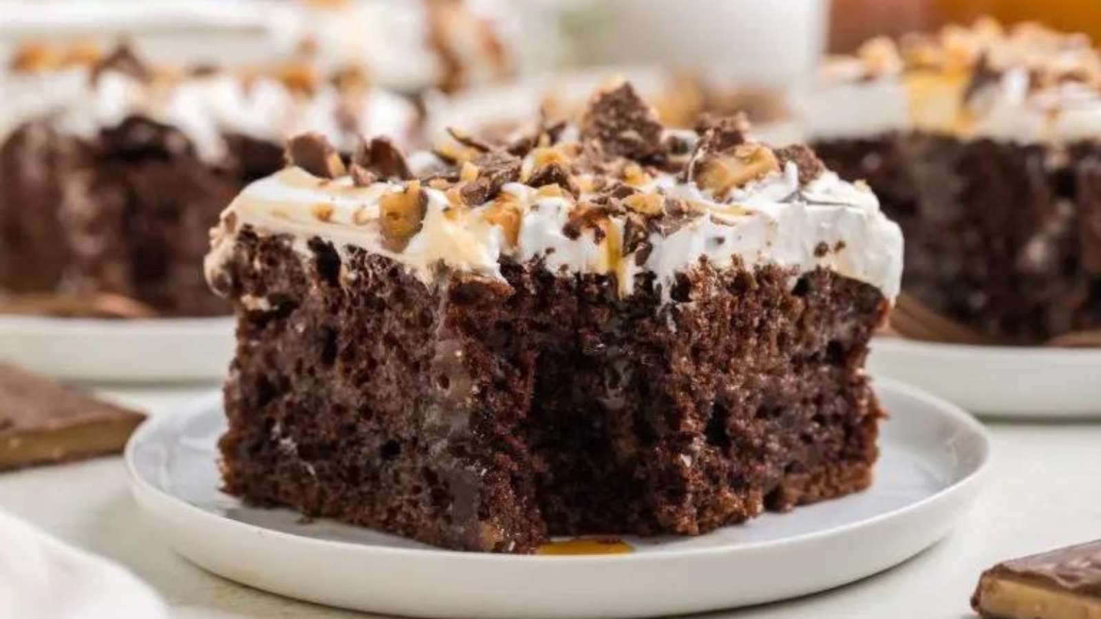 Heath Bar Poke Cake recipe by Semi Homemade Kitchen.
