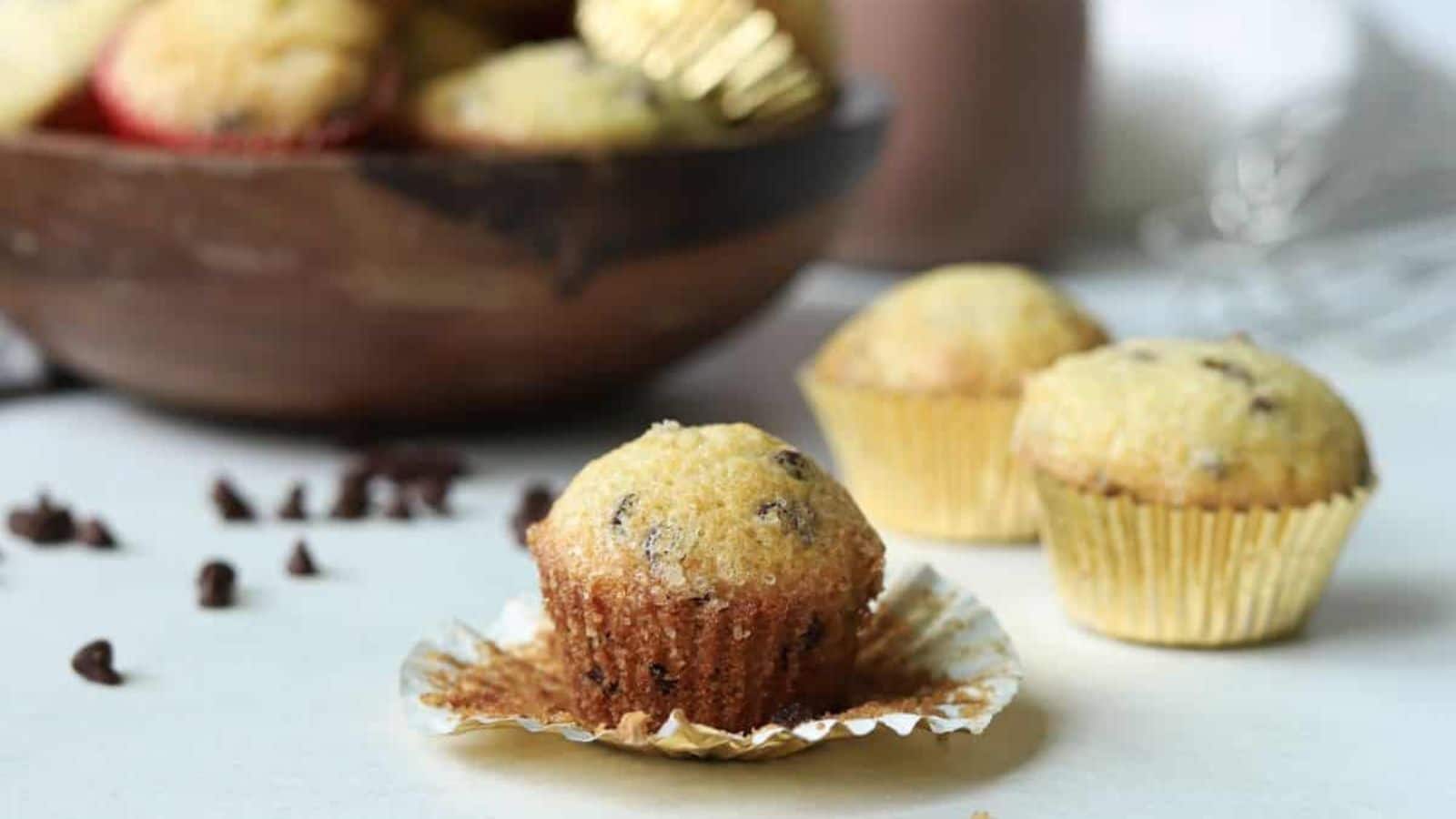 Mini Chocolate Chip Muffins recipe by Simply Made Eats.
