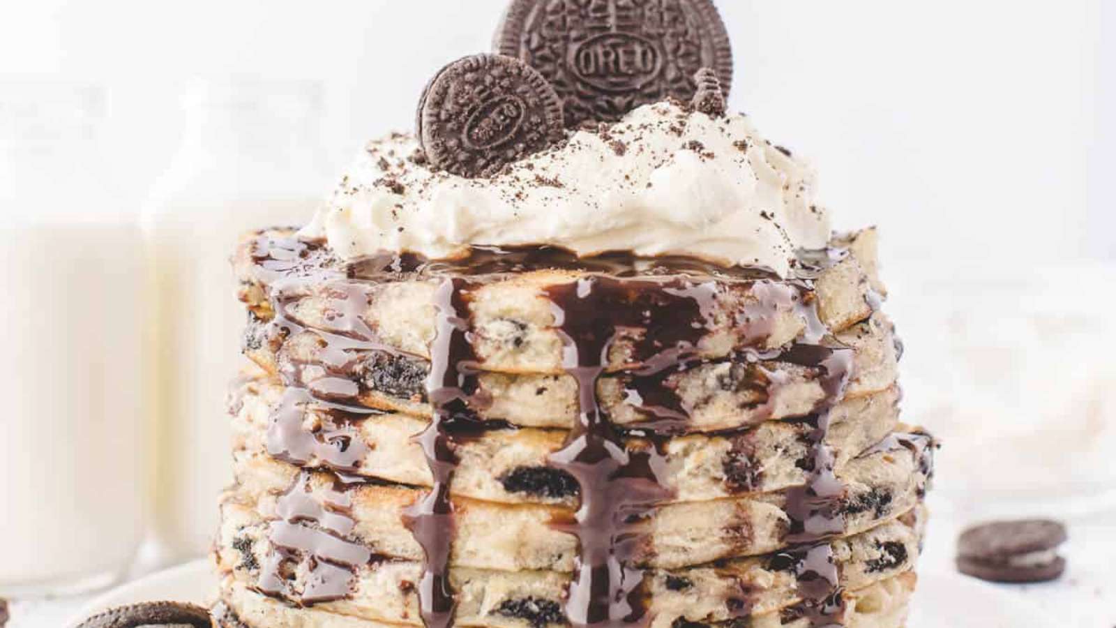 Easy Oreo Pancakes recipe by Simply Stacie.