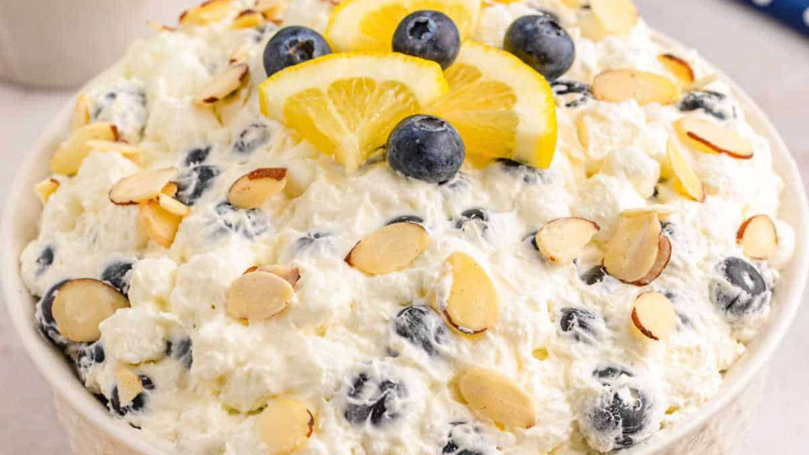 Lemon Blueberry Fluff Salad recipe by Simply Stacie.