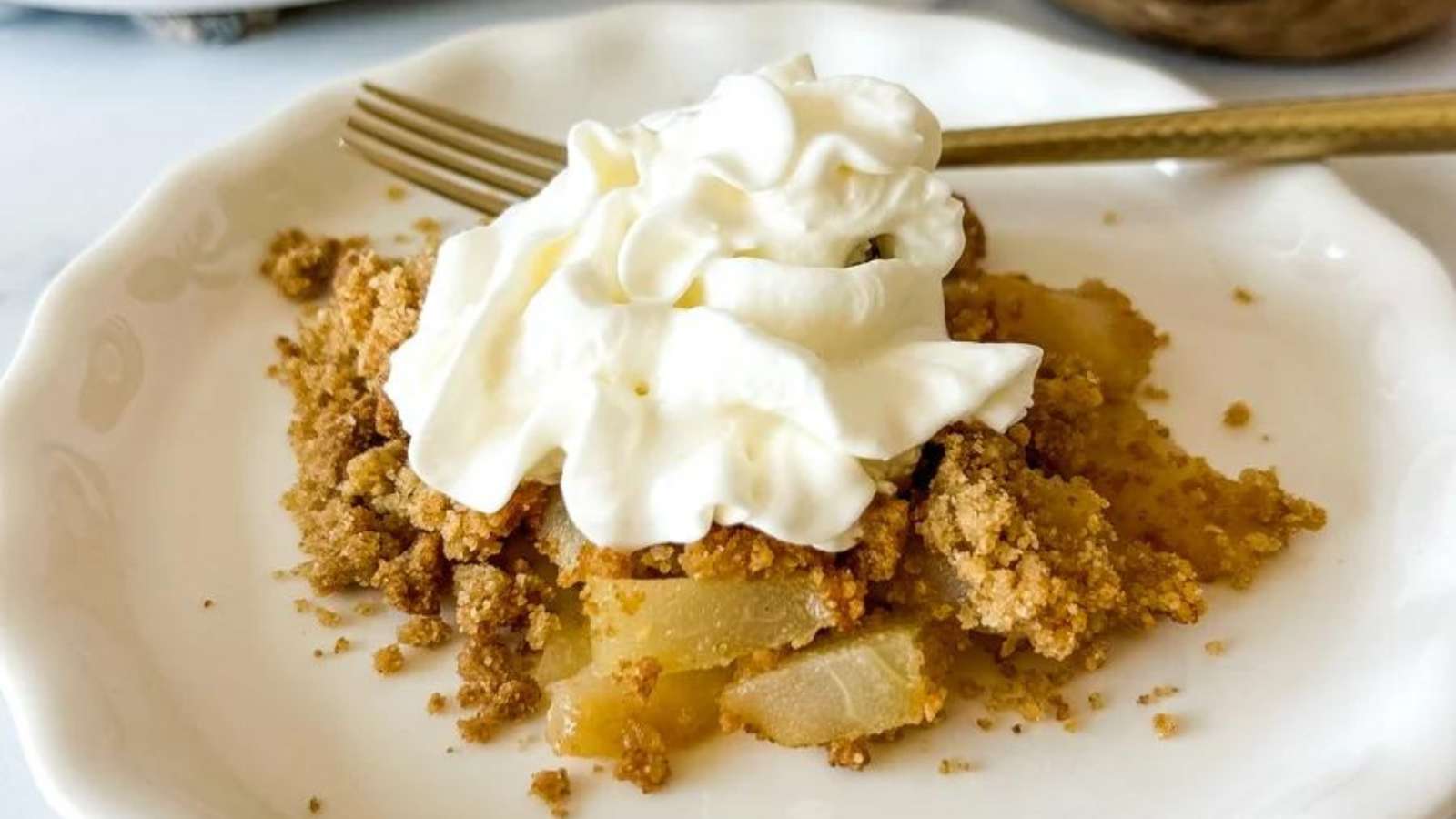 Pear Crumble recipe by The Feathered Nester.